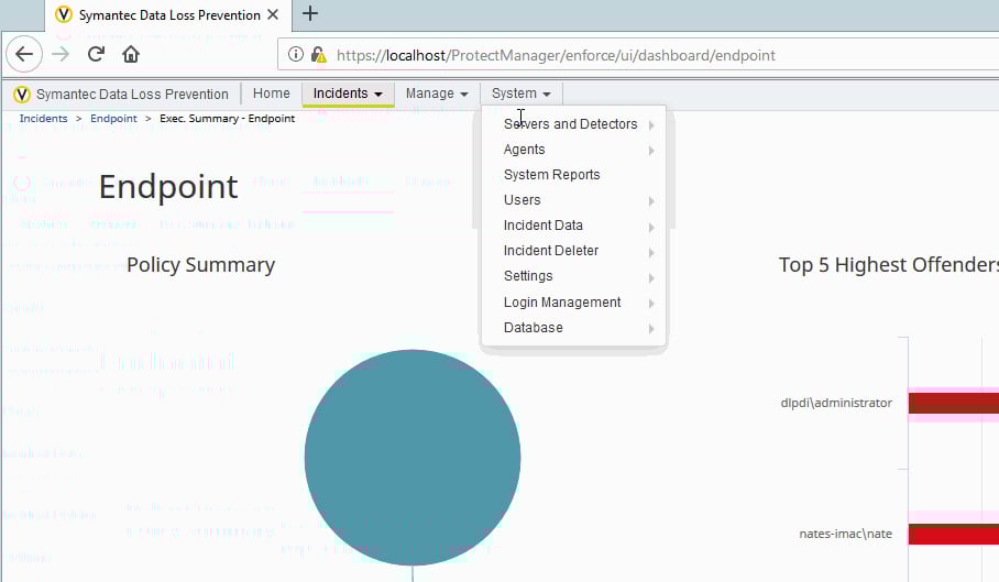 Broadcom Symantec DLP interface.