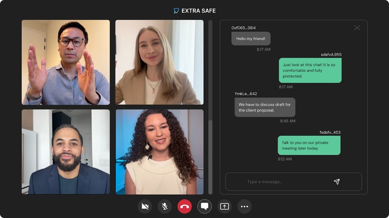 EXTRA SAFE conference call interface.